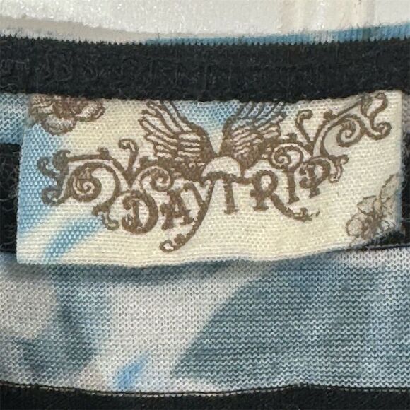 Daytrip Y2K Striped Burnout Cami Top Black White Empire Waist Large USA Made - Picture 6 of 8